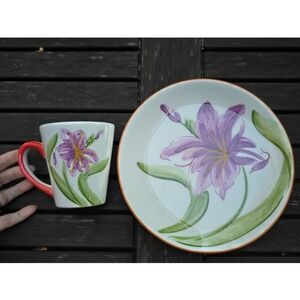 Dansk Handpainted Plate & Mug Set, Tropical Swirls‎